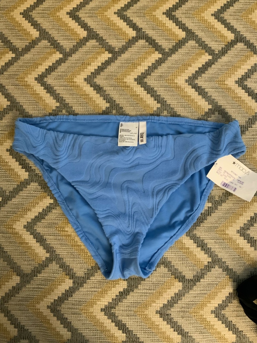 Macy's Light Blue Textured Bikini Bottoms